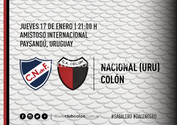 Colón jugará un amistoso ante Nacional de Uruguay