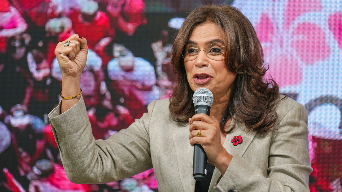 La candidata presidencial del partido oficialista Libre, Rixi Moncada. (Crédito: Moises Castillo / AP)