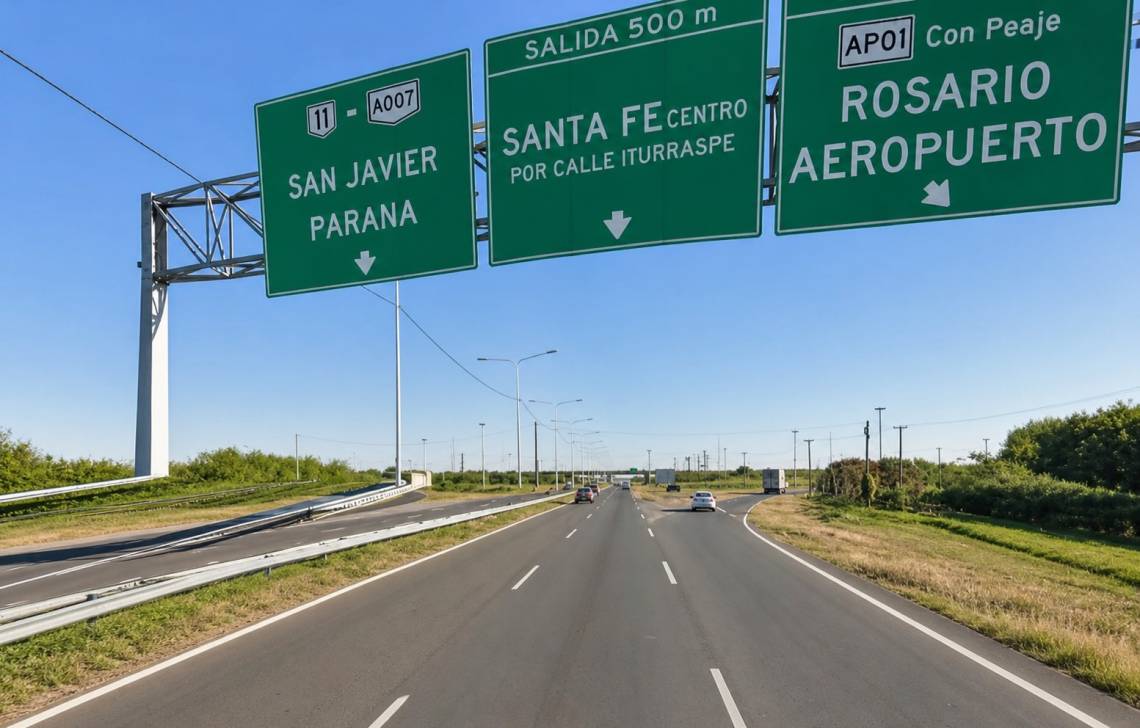 Corte nocturno en el acceso a la autopista Santa Fe–Rosario desde Circunvalación Oeste