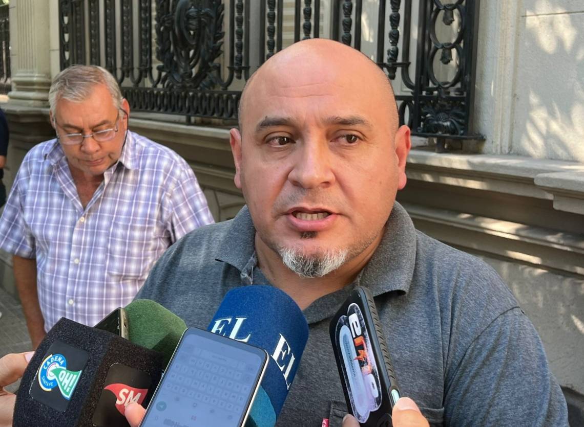 El secretario general de la UOM Santa Fe, Juan José Zeballos, luego de la audiencia de este miércoles. 