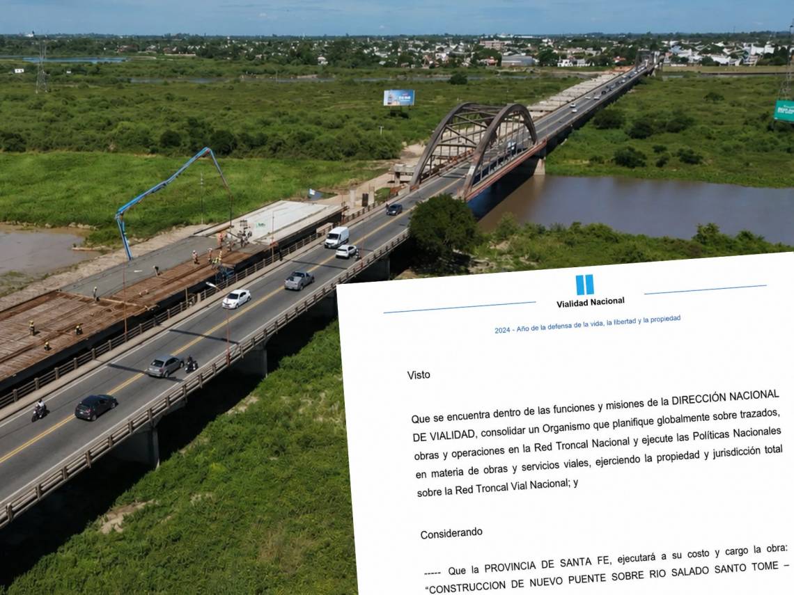 El convenio firmado entre Vialidad Nacional y la Provincia por la construcción del nuevo puente sobre el río Salado es el eje de la discusión por las reparaciones del puente Carretero. (Crédito: STD)