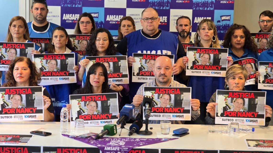 Paro nacional docente por el asesinato de Nancy Godoy: AMSAFE reclama justicia. (Crédito: Prensa AMSAFE)